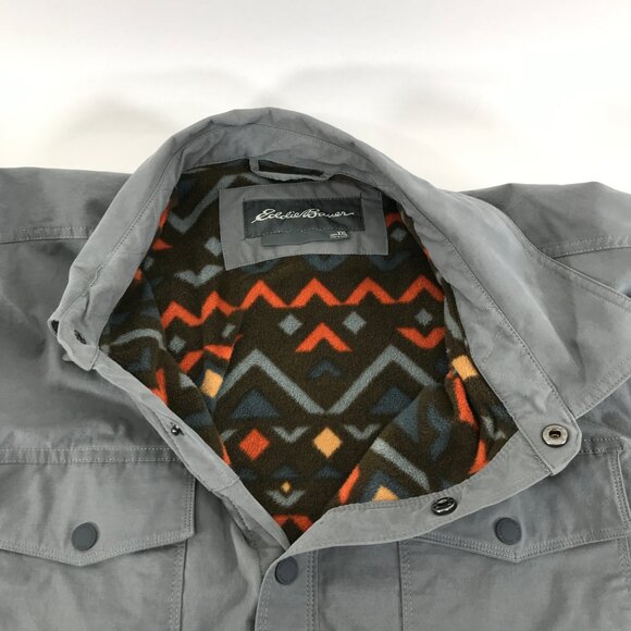 Eddie Bauer Voyager Fleece Lined Shirt Jacket Men's XXL Gray Shacket Outdoor - Picture 8 of 14